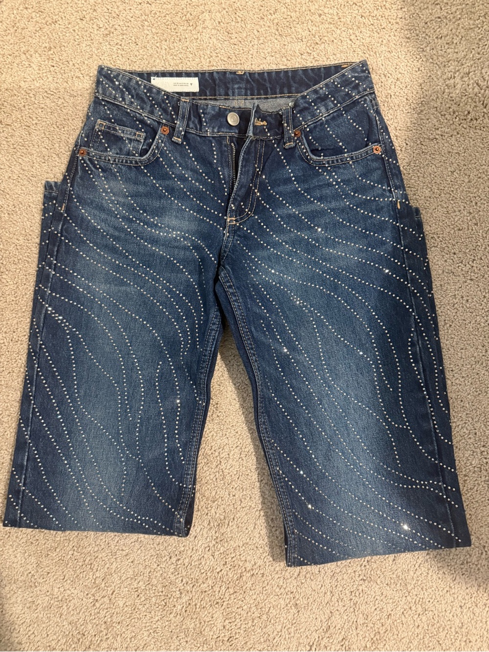 Zara Dark Blue Rhinestone Jeans